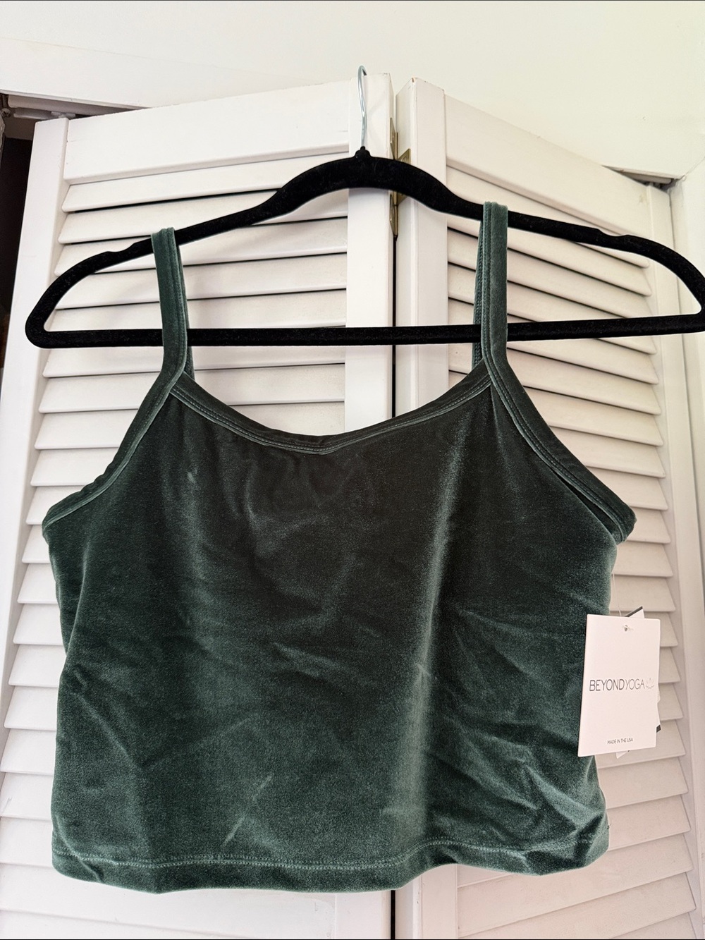 Beyond Yoga Forest Green Velvet Cropped Camisole